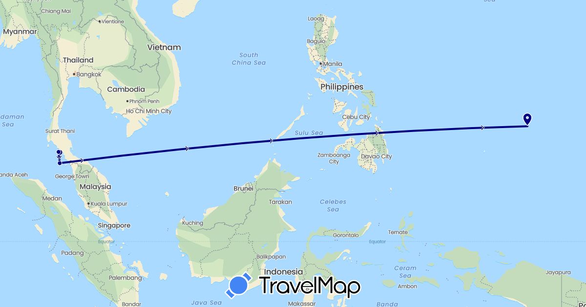TravelMap itinerary: driving in Micronesia, Thailand (Asia, Oceania)