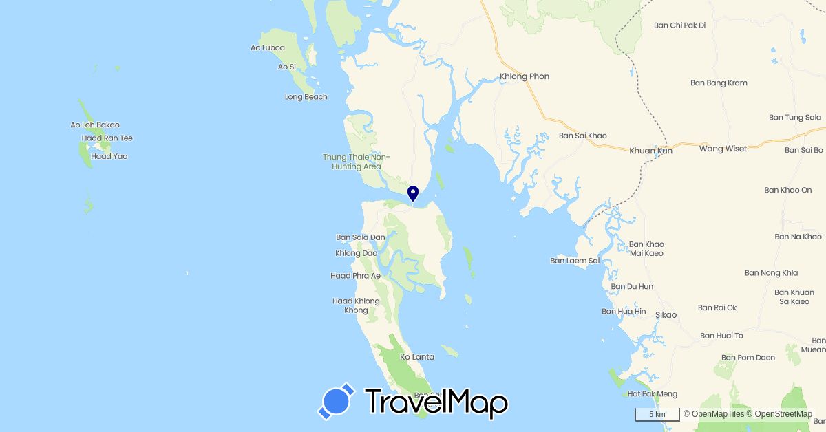 TravelMap itinerary: driving in Thailand (Asia)